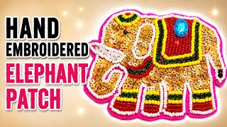 DIY Hand Embroidered Elephant Patch | Bead Embroidery Elephant Design Tutorial