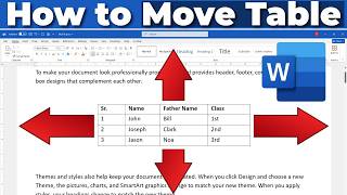 How to Move a Table in Word Freely