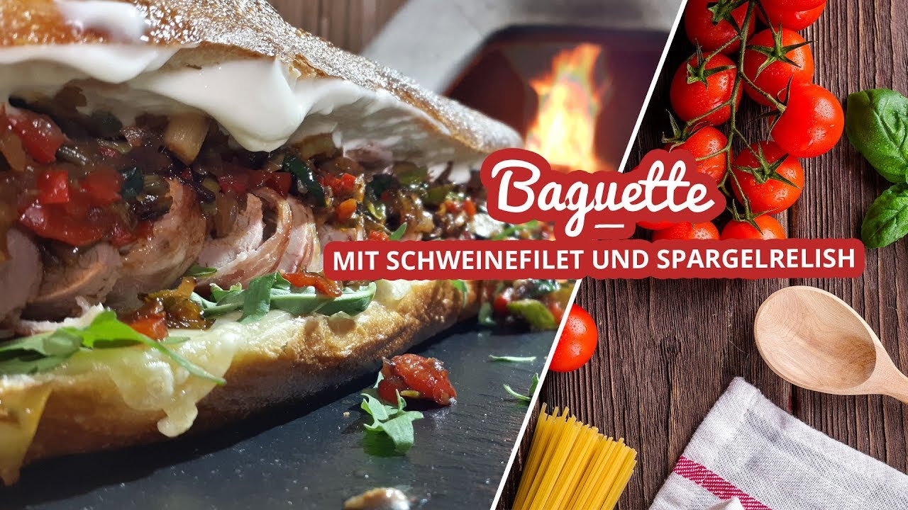 Baguette mit Schweinefilet und Spargel Relish - YouTube