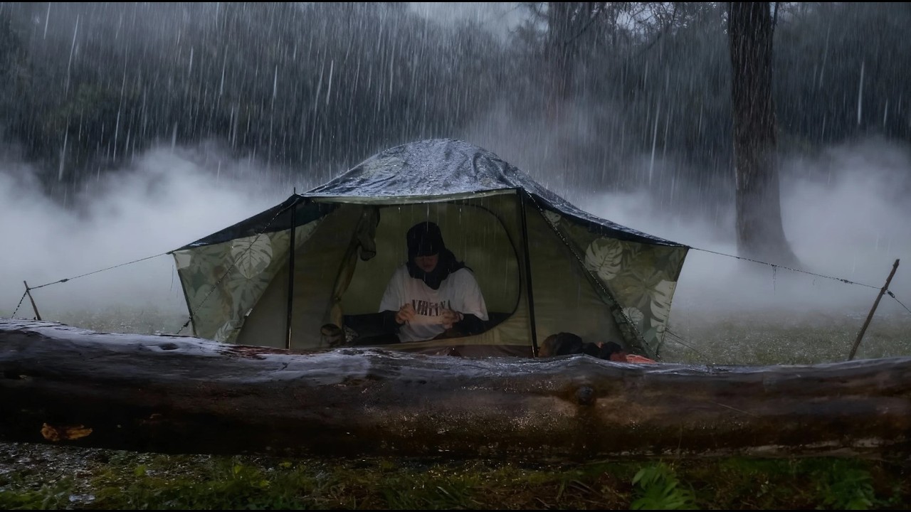 💯Кемпинг под проливным дождем и в самые безумные бури ⛈️ Отдых в уютной палатке во время шторма
