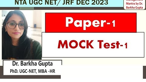 Paper-1/ Mock Test-1 /UGC NET/JRF  Dec 2023/ important mcqs session/ Dr. Barkha Gupta