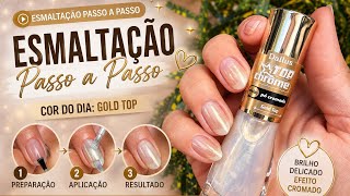 ESMALTAÇÃO Unha clean com brilho cromado