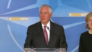 Secretary Tillerson Press Stakeout on Arrival at NATO Headquarters