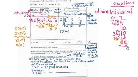 A APR 2 Synthetic division Polynomial Video 3