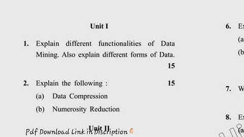 2018 MCA 5th Sem Reappear Data warehousing & Mining Question Paper