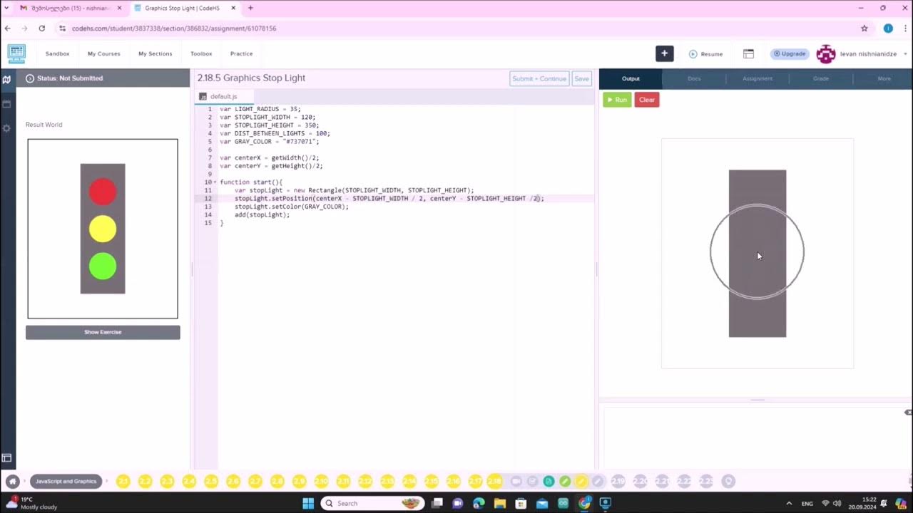 Javascript 2 18 5 graphics stop light codehs