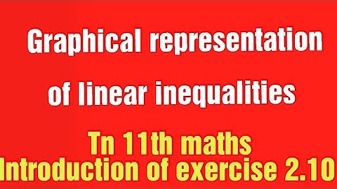Graphical representation of linear inequalities /TN 11th maths introduction of exercise 2.10