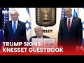 'Great and beautiful day!' | Trump signs guest book at Israel's parliament