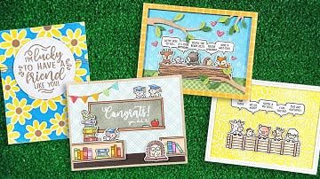 Intro to Simply Celebrate Hangouts & Daisy Bloom Background Stencils + four cards start to finish