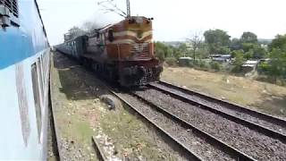 Godan Express meets Anand Vihar Terminal Rewa Express at 153 year old Yamuna river bridge