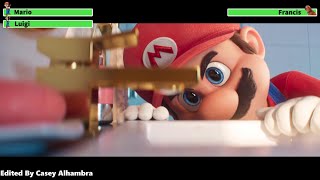 The Super Mario Bros. Movie (2023) Bathroom Repair Scene with healthbars