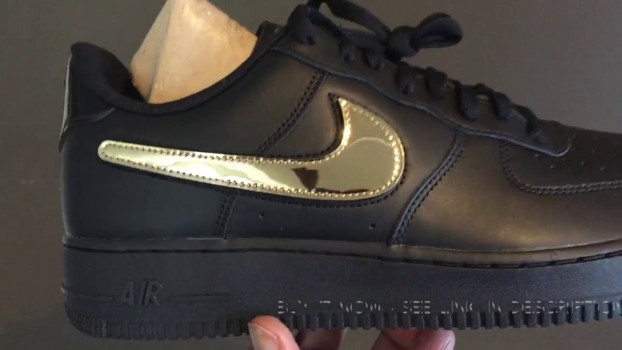 air force 1 black metallic gold removable swoosh pack