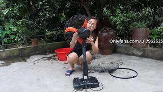 Beautiful single mom shows simple fan cleaning method