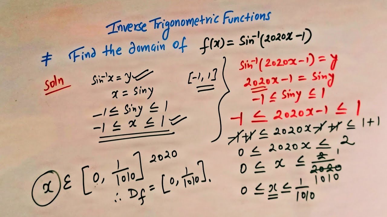 Domain Of Inverse Sine Function