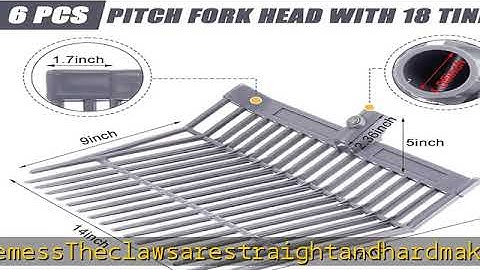 Lasnten 6 Pcs Manure Fork Head Bulk 18 Tines Pitch Fork Replacement Head with Screws and Nuts Durab