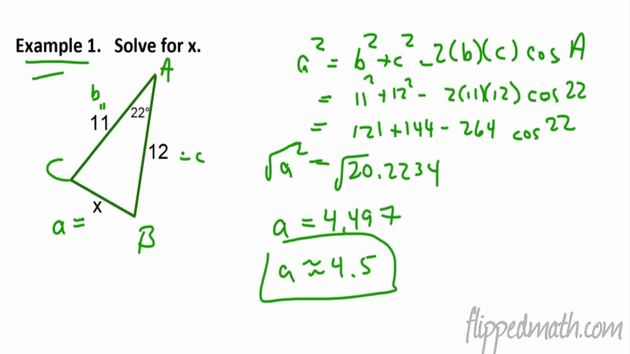 Pre Calc - 244.24 Law of Cosines With Law Of Sines Worksheet