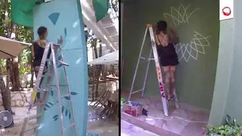 Lauren Napolitano painting murals at Tao Inspired ...