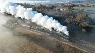 Australian steam locomotives 3526 & 3642 - Bathurst to Wimbledon trips up Tumulla bank - June 2023