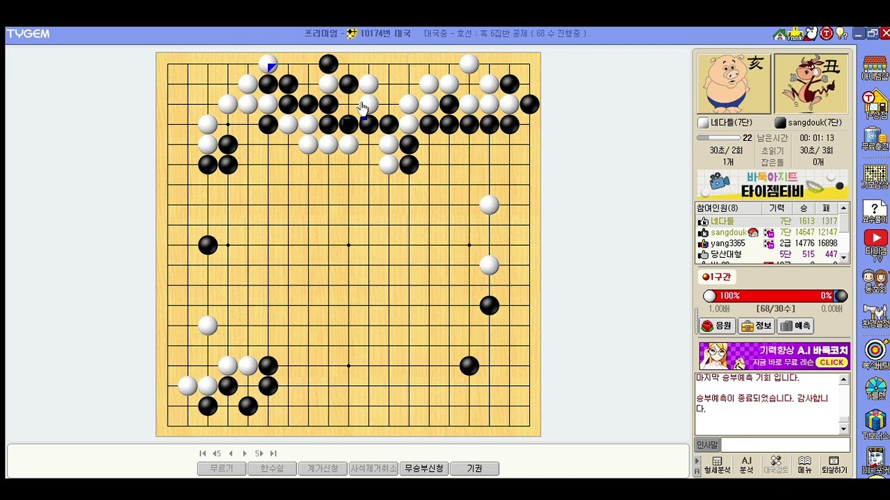 쌍방 실수가 많았던 바둑