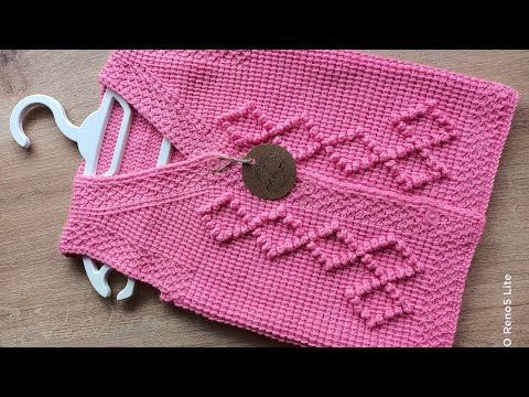 Tek parça Tunus işi bebek yeleği/ Making a seamless, one-piece Tunisian baby vest/ TUNİSİAN CROCHET