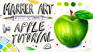 Copic Marker Tutorial for beginners | How to draw an apple with alcohol markers