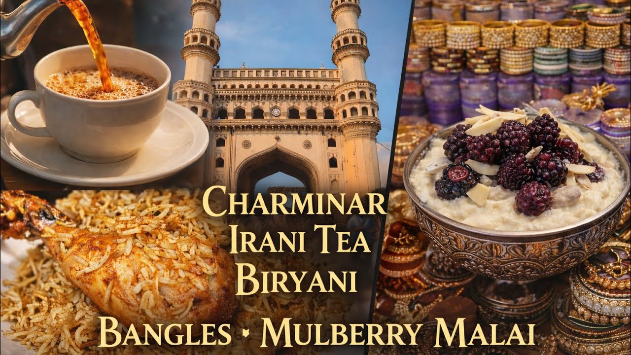 CHARMINAR | Lad bazar | Nimrah cafe | #charminar #iranichai #dumbiryani #bangles #hyderabad 