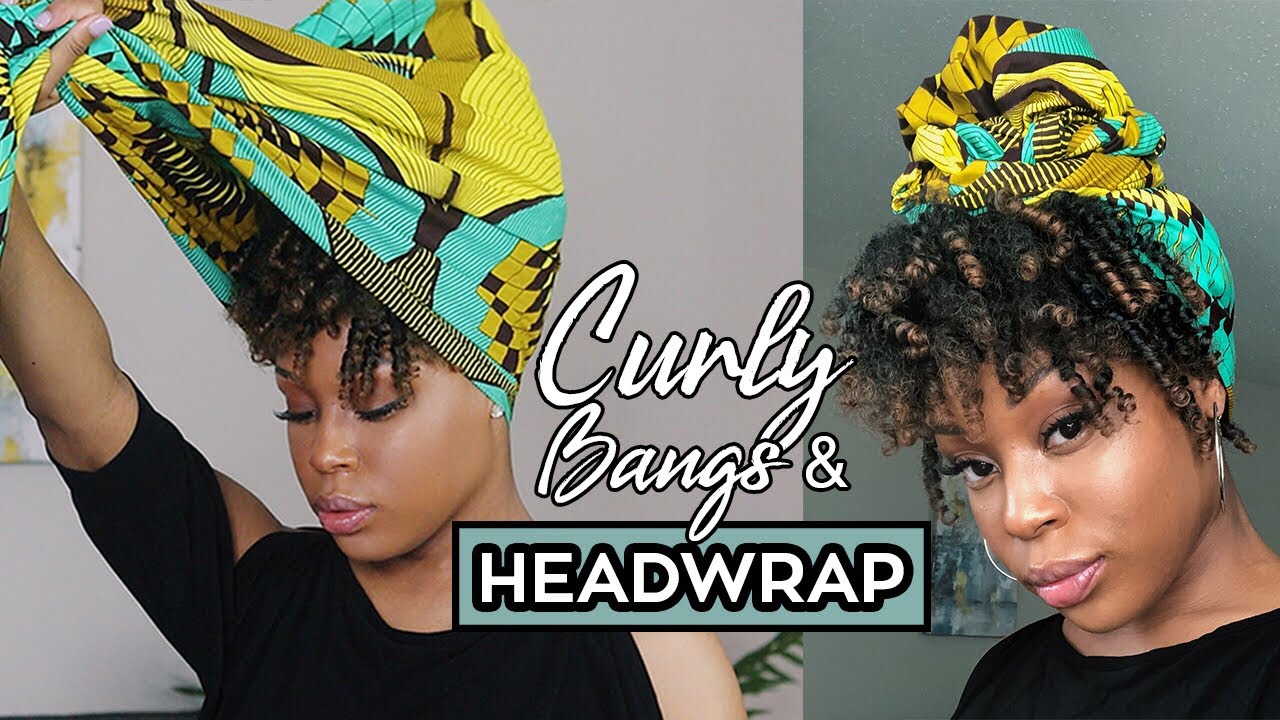 QUICK CURLY BANG HEADWRAP STYLE + GLOWY MAKEUP | GRWM - YouTube