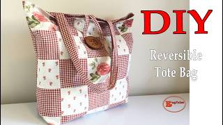 How to Make a Reversible Patchwork Tote Bag |Sewing Tutorial - YouTube
