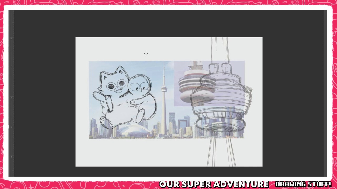 Sarah Graley drawing Kickstarter postcard designs!