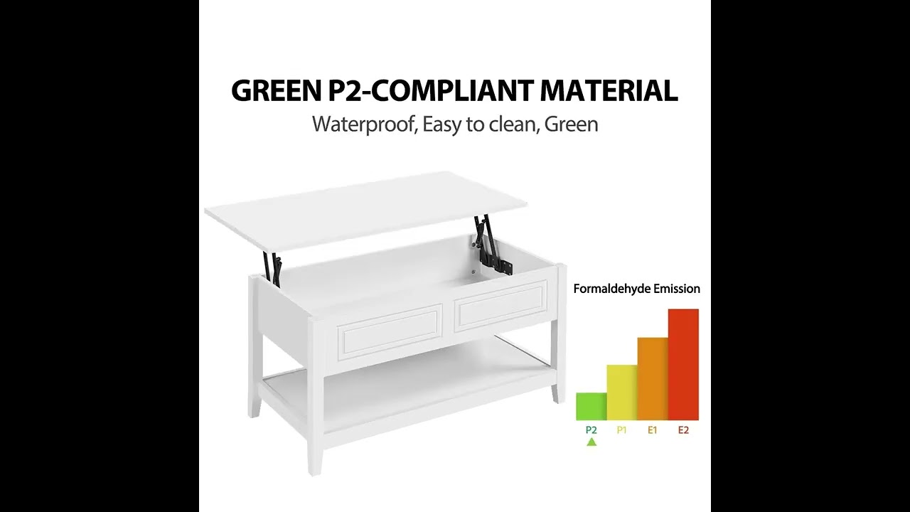 Real Solid Wooden Lift Top Coffee Table With Large Hidden Compartment