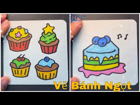 Video Vẽ Đồ Ăn - Vẽ Bánh Ngọt | Vẽ hình Bánh Ngọt đơn giản - youtube