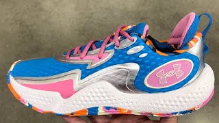 Under Armour Spawn 5 Blue Pink Basketball Shoes
