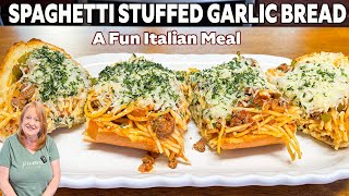 SPAGHETTI STUFFED GARLIC BREAD A Fun Italian Weeknight Meal