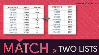 Match Two Lists With The MATCH Function in Excel