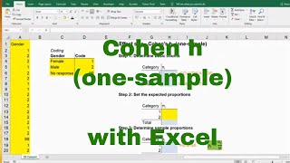 Excel - Cohen h (one-sample) - Effect size for binomial test