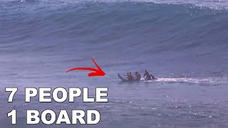 7 PEOPLE SURF 50 FOOT PARTY WAVE!! (Jamie O&#39;brien, Brad Domke, Beefs TV)