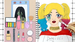[🌸Paper DIY🌸] Harley Quinn's Unique Makeup Style 💄💋 Paper cosmetics | Wonder Art Paper