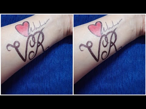 Couple letter mehndi design | Easy alphabet mehndi tattoo | SR,RM,SB,NS,AS  henna tattoo - YouTube