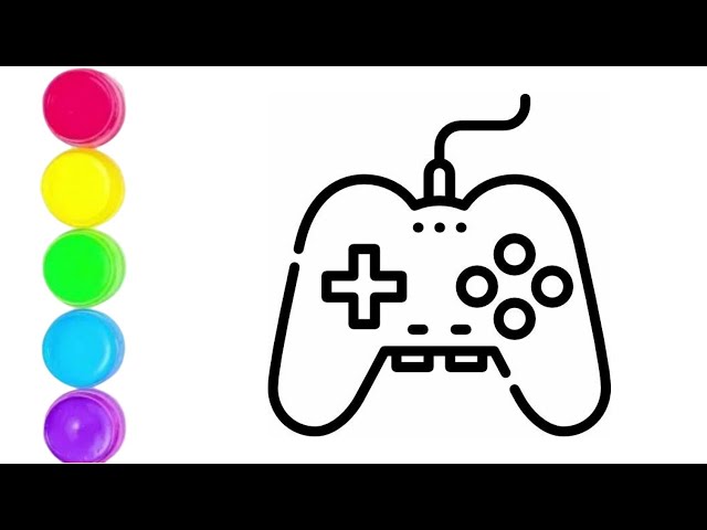 Desenho de controlador de jogo kawaii para colorir