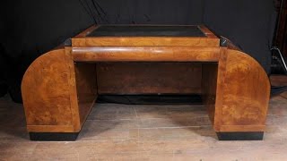 Antique 1920s Art Deco Pedestal Desk