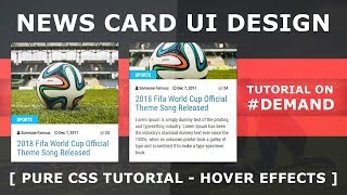 News Card UI Design with Cool Hover Effects -  Card User Interface Design Tuorial using Bootstrap