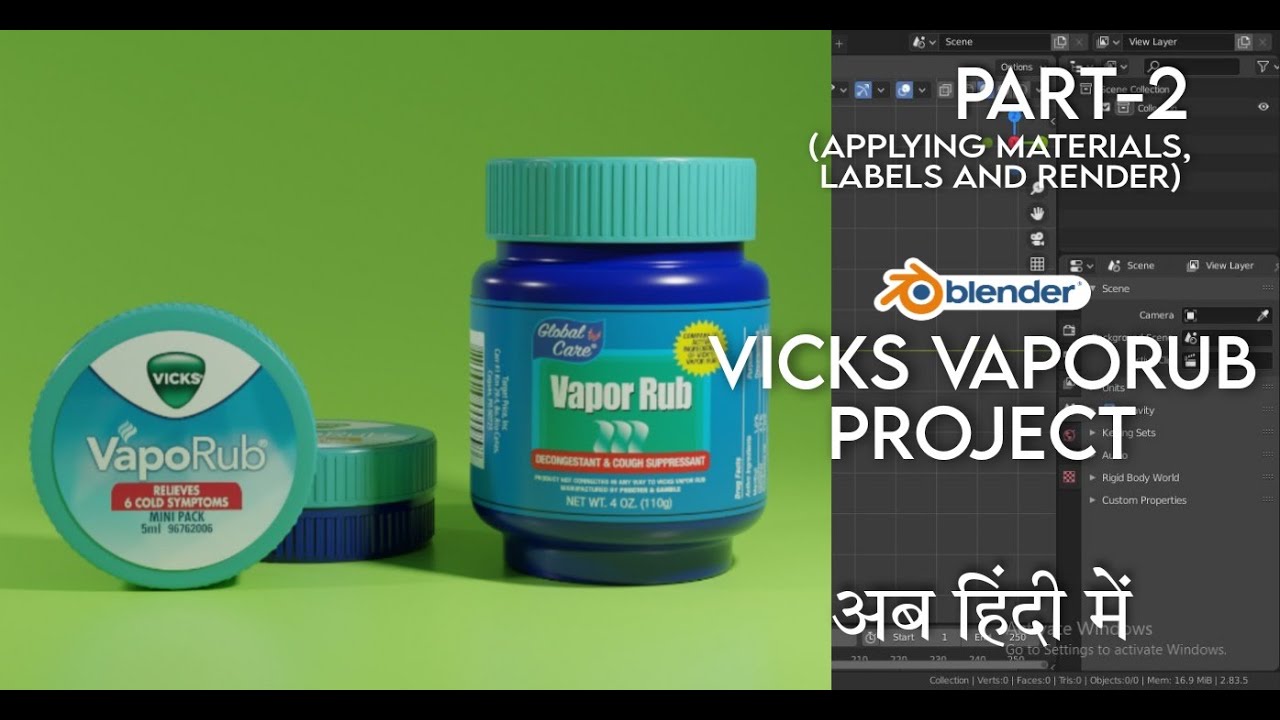 Blender3d Adding Materials and Label Vicks Vaporub Project Part2 in
