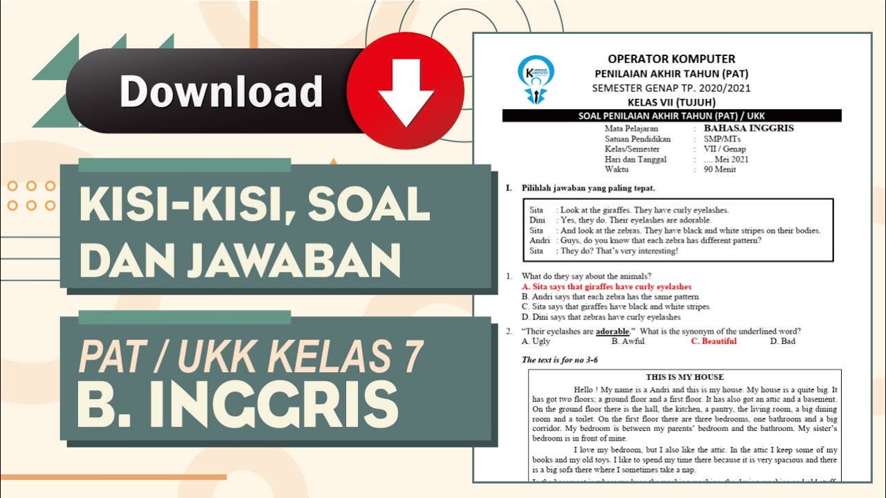 ➤ Download soal dan kunci jawaban bahasa inggris smp kelas 7 png