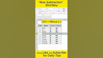 Row subtraction short key #excel #interview #excelshortcuts #shorts