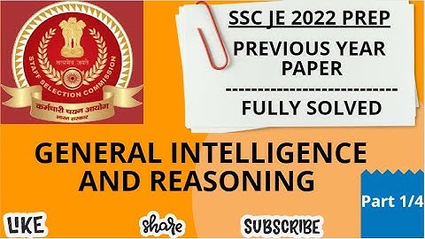 SSC JE 2023 | General Intelligence and Reasoning | Recent paper fully solved |  Part 1/4