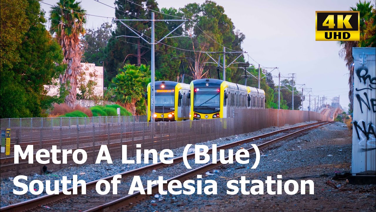 ⁴ᴷ⁶⁰ LA Metro A Line (Blue) south of Artesia station YouTube