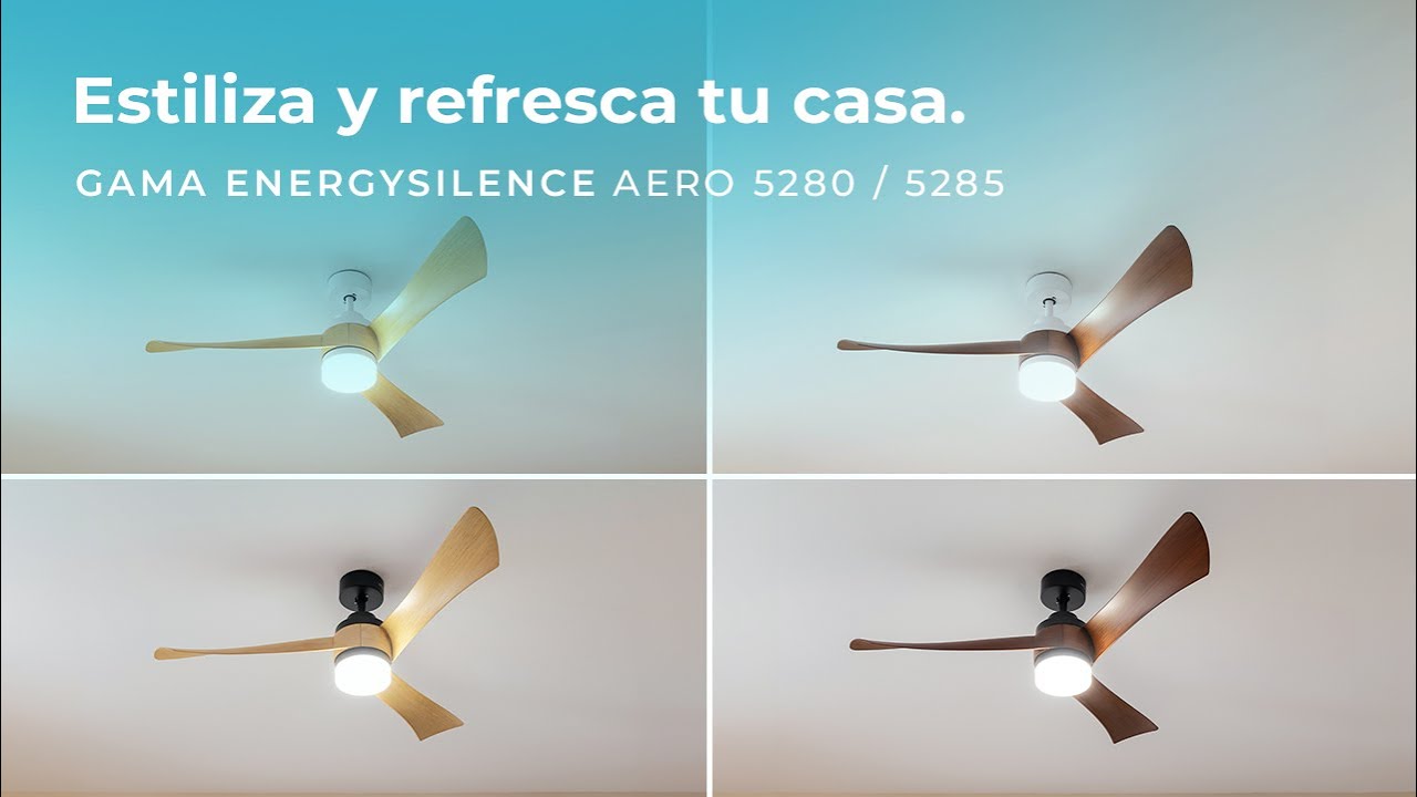 Gama de ventiladores de techo EnergySilence Aero 5280 y 5285 Wood
