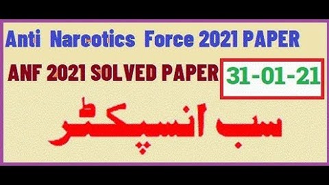 ANF SUB INSPECTOR SOLVED PAPER 2021 || 31-01-21