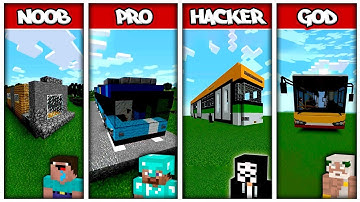 Minecraft: NOOB vs PRO vs HACKER vs GOD - FAMILY BUS BUILD BATTLE in Minecraft Animation