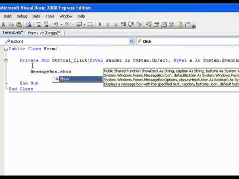 VB NET Tutorial 2   Hello World Visual Basic 2008 2010